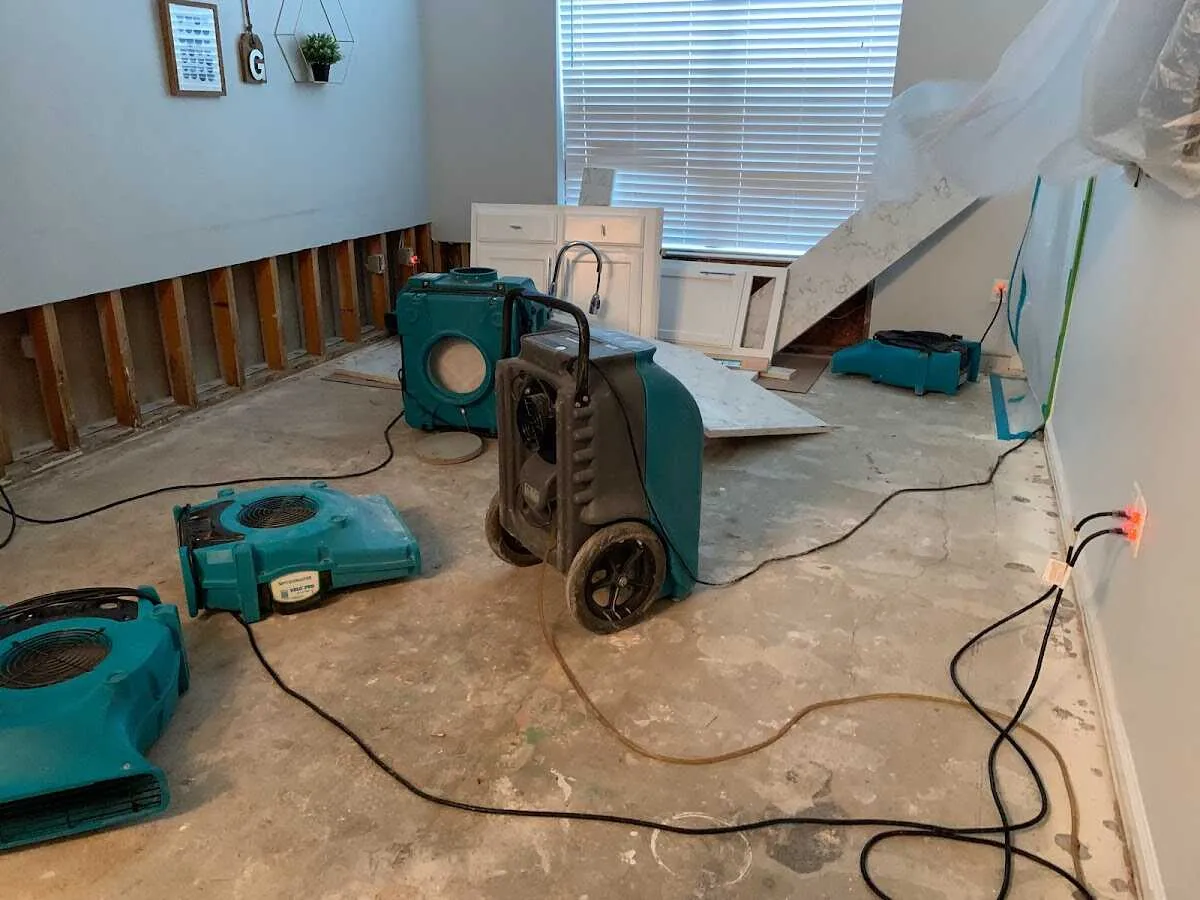 Dehumidifier in flood-cut room for Water Damage Restoration in Frostburg
